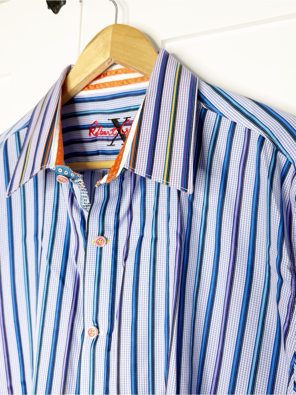 Robert Graham Striped Multicolor Button Down long sleeve Shirt XXL 2XL cotton